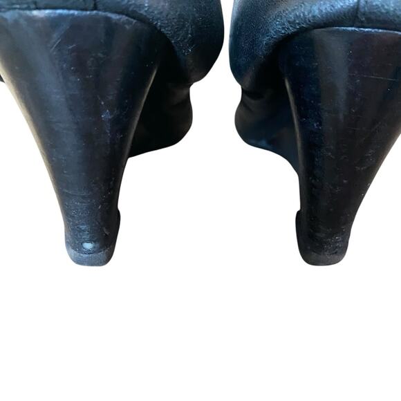 Tory Burch Jolie Cap Toe Black Leather Wedges size 9.5 - Picture 7 of 12